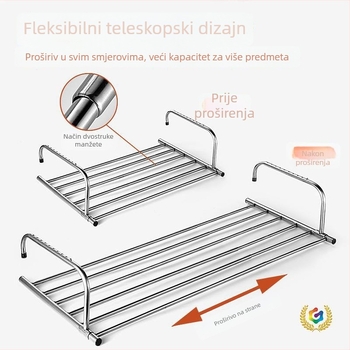 Sklopivi stalak od nehrđajućeg čelika za sušenje i skladištenje odjeće, za unutarnju upotrebu