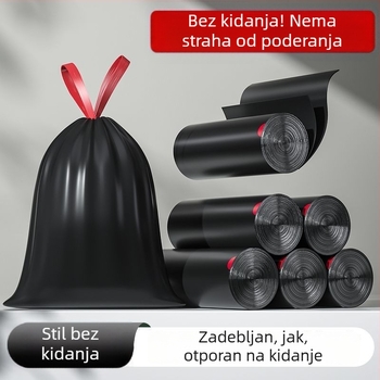 Crne vrećice za otpad bez puknuća, za kućnu i studentsku upotrebu, s ručkama, debeli jednokratni plastični vrećice za kuhinju