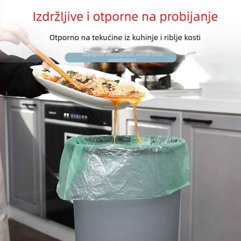 Smeće vreće na bazi škroba, za kućnu upotrebu, u bojama, biološki razgradljive, otporne, za kuhinjski otpad – suh i mokar.