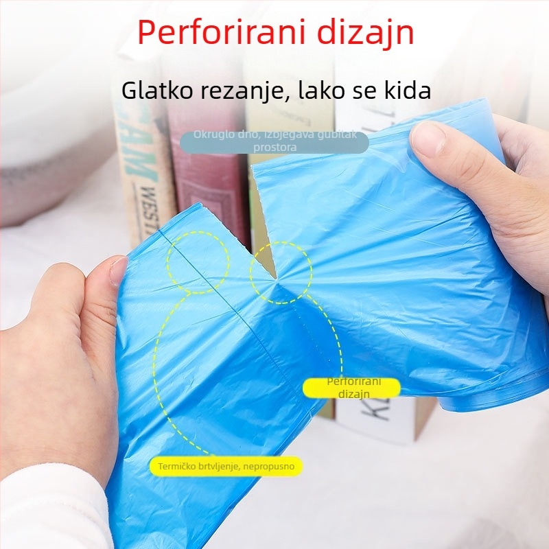 Smeće vreće na bazi škroba, za kućnu upotrebu, u bojama, biološki razgradljive, otporne, za kuhinjski otpad – suh i mokar.