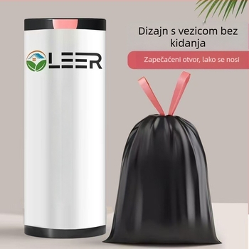 Crne vreće za smeće na roli sa šnalom, debele, za kućnu upotrebu u kuhinji, plastične vrećice