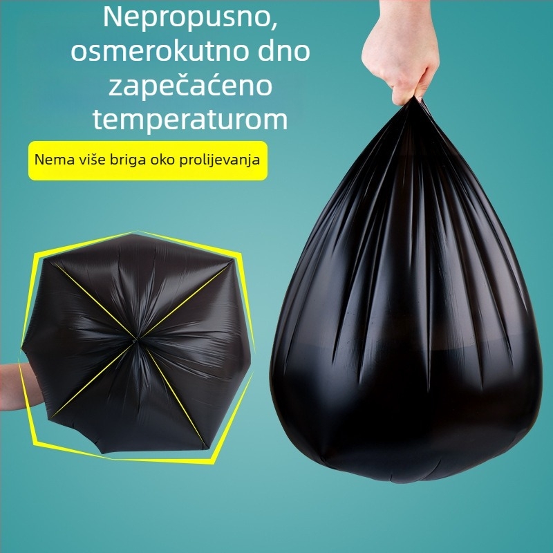 Crne jednokratne vrećice za kuhinju, deblje, 60×80 cm, s perforiranim trganjem i ravnim otvorom