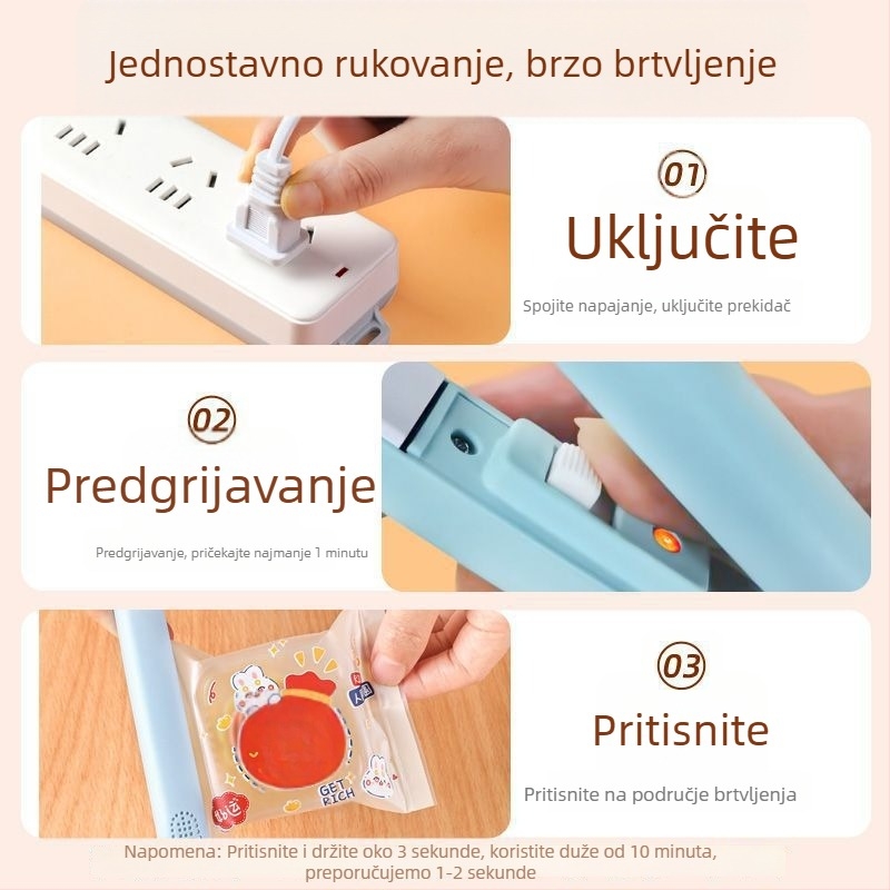 Mini stroj za pečaćenje za kućnu upotrebu, prijenosni toplinski pečat za plastične pakete