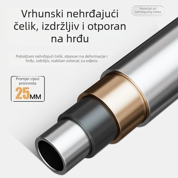 Stalak za sušenje rublja od nehrđajućeg čelika s dvostrukim stupovima, podni, sklopni, teleskopski, za balkon