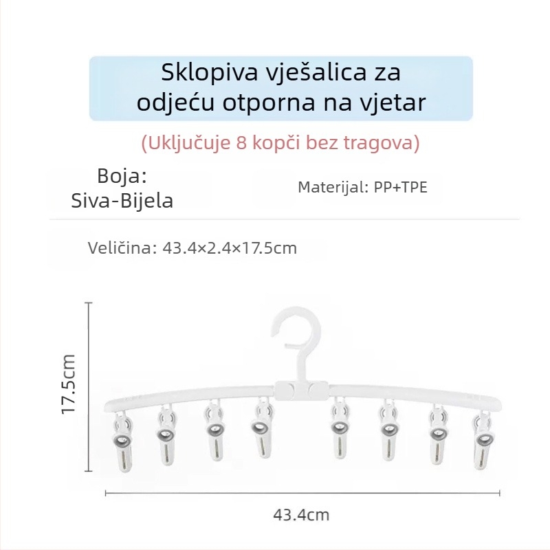 Taili sklopivi stalak za sušenje odjeće s višestrukim klipsama, za studentski dom, za donje rublje i čarape, višefunkcionalan