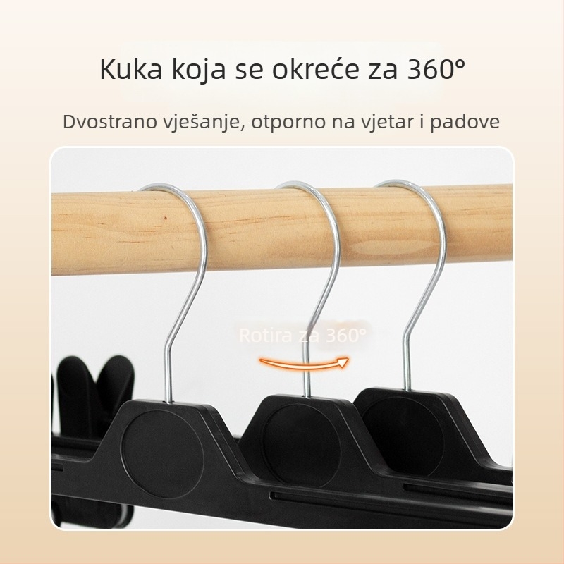 Produžna vješalica za hlače s plastičnim klipovima za hlače i suknje — višenamjenski klip za odjeću
