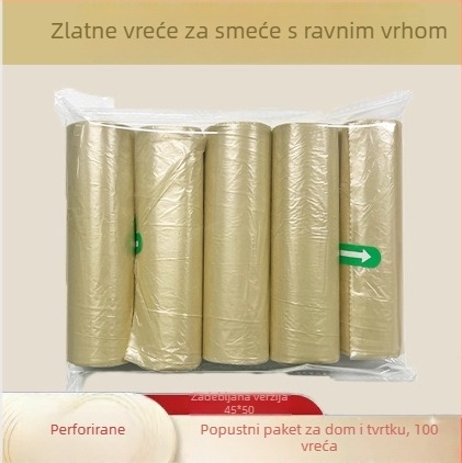 Jednokratne zlatne debele vreće za otpad 45×50 cm s ravnim otvorom, kuhinjske rol vreće, za kućanstvo, 100 komada