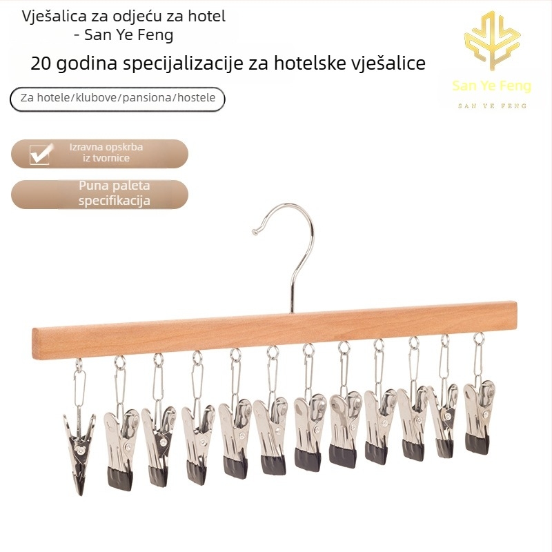 Drveni višefunkcionalna vješalica sa kopčama za čarape, hlače, šešire i donje rublje