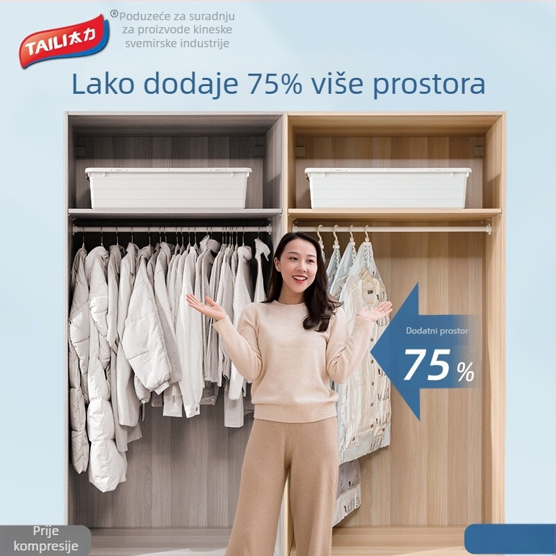 Taili vakuumska kompresijska vrećica za odjeću, viseće skladištenje, bez pumpe, zaštita od prašine