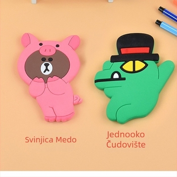 Prijenosno kozmetičko ogledalo s PVC mekim držalom, crtani dizajn, 14 cm