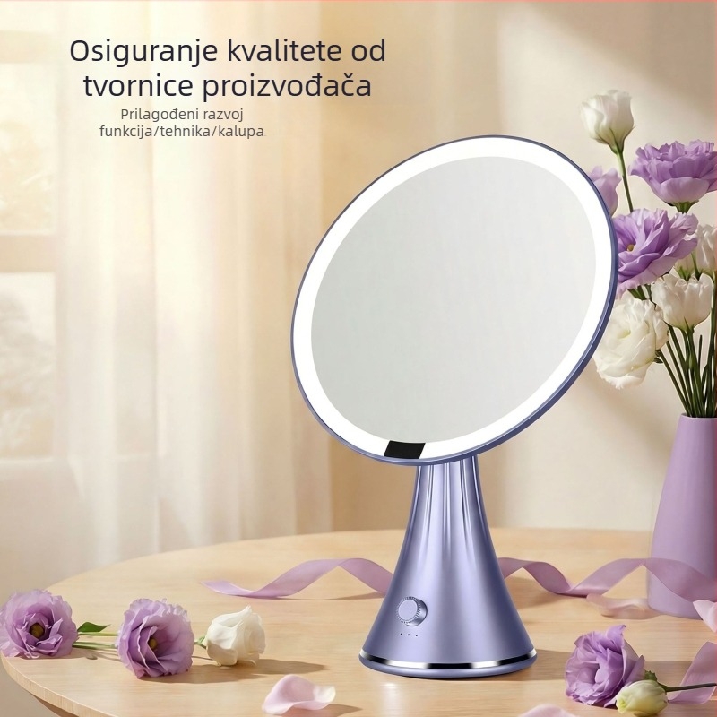 LED ogledalo za šminkanje s pametnim dodirnim upravljanjem i trobojnom rasvjetom, stolno ogledalo za šminkanje