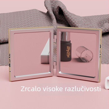 Xinruyu sklopivo prijenosno ogledalo za šminku, dvostrano kvadratno, ručno držano, otporno na padove, dimenzije 7,1 × 6,7 cm
