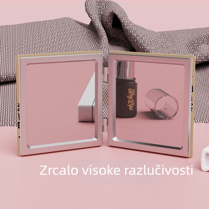Xinruyu sklopivo prijenosno ogledalo za šminku, dvostrano kvadratno, ručno držano, otporno na padove, dimenzije 7,1 × 6,7 cm