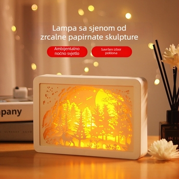 USB ogledalna lampa s papirnatim izrezom, držač za olovku i noćna lampica – USB punjenje, poklon za završetak studija s logotipom