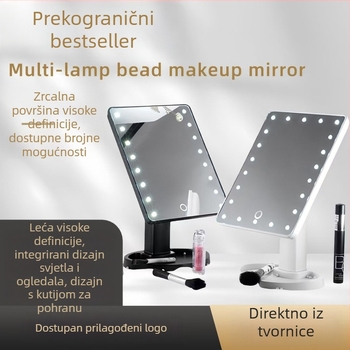 LED stolno ogledalo za šminkanje sa skladištem, 16/22 LED lampi, 360° rotacija, dodirni senzor