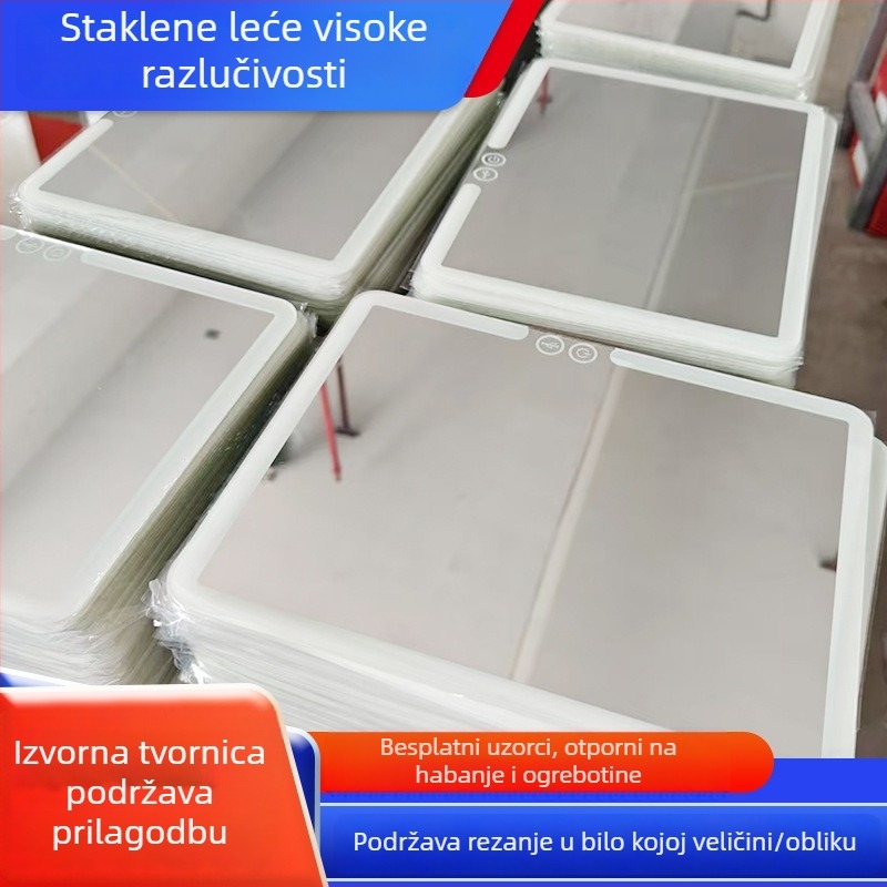 Prilagođeno stolno ogledalo za šminku s LED rasvjetom, kvadratno stakleno ogledalo, visoka definicija, otporno na ogrebotine
