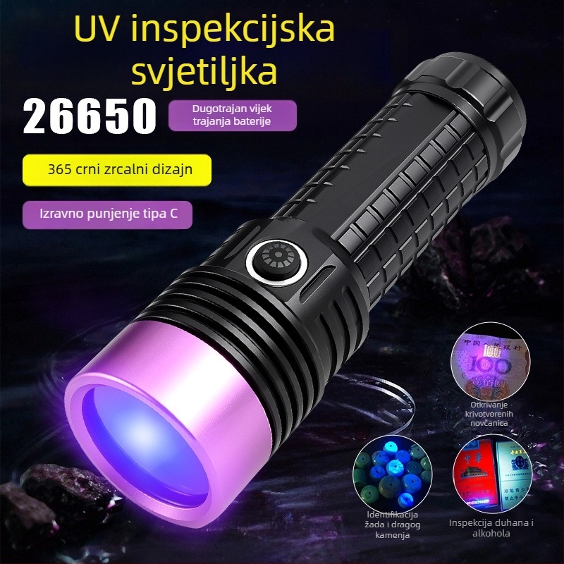 Nova ljubičasta UV baterijska svjetiljka s 365 nm fluorescijom za nakit: provjera autentičnosti i detekcija masnih mrlja, 60W