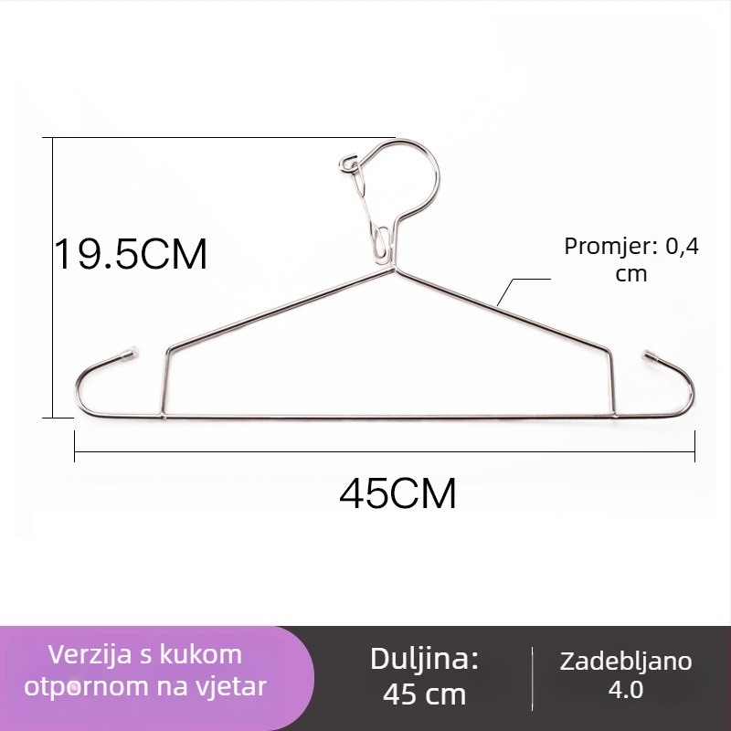 Vješalica za odjeću od nehrđajućeg čelika, čvrsta i protuklizna, kućna sušionica za odjeću, set od 10 komada