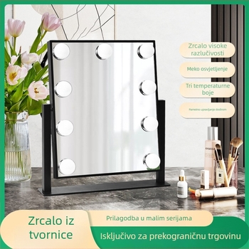 Hollywood LED ogledalo za šminkanje, stolno ogledalo s 9 LED lampicama, euro-američki stil