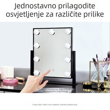Hollywood LED ogledalo za šminkanje, stolno ogledalo s 9 LED lampicama, euro-američki stil