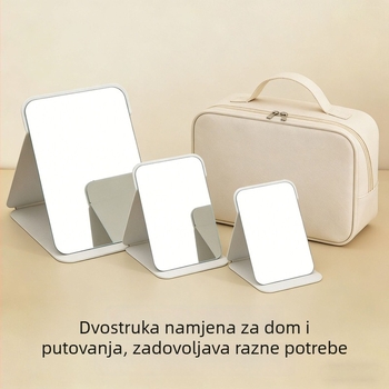 Prijenosno sklopivo ogledalo za šminkanje - stolno ogledalo s postoljem, više veličina (10×7 cm, 16×10 cm, 18×15 cm, 21×16 cm)