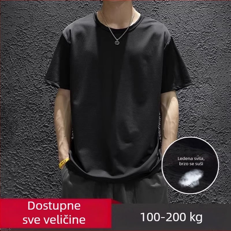 Muška ljetna majica kratkih rukava od Ice Silk, široki kroj, tanka, brzo sušeća, mrežasta tekstura