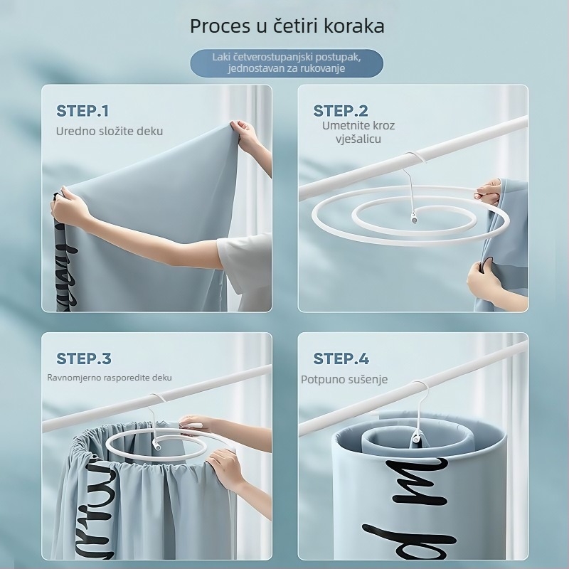 Nerđajući čelični spiralni okretni stalak za sušenje odjeće, balkon, kućna upotreba, veliki okrugli oblik