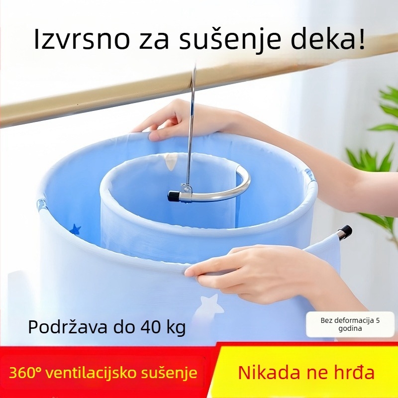 Nerđajući čelični spiralni okretni stalak za sušenje odjeće, balkon, kućna upotreba, veliki okrugli oblik