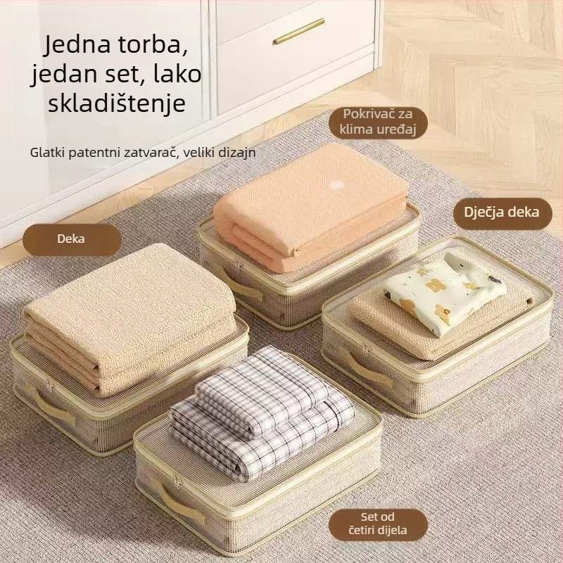 Četverodijelni set vrećica za pohranu za kućnu upotrebu, ekstra debeli organizatori za posteljinu i pokrivače, vreće za pohranu u garderobi za odjeću i pokrivače, otporne na plijesan i prašinu