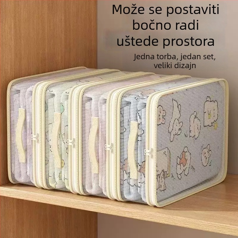 Četverodijelni set vrećica za pohranu za kućnu upotrebu, ekstra debeli organizatori za posteljinu i pokrivače, vreće za pohranu u garderobi za odjeću i pokrivače, otporne na plijesan i prašinu