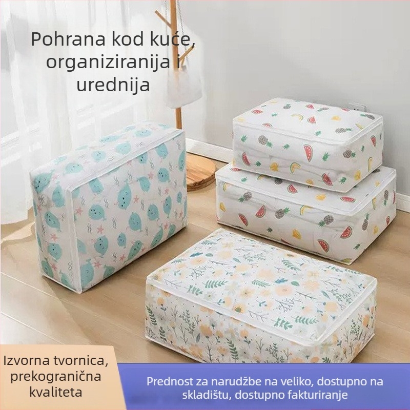 Velika PEVA torba za skladištenje deka i odjeće, prijenosni organizator za preseljenje s otiskom crtanih likova, otporna na vlagu