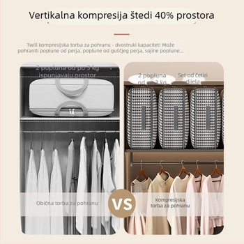 Kompresivna torba od Oxford tkanine s uzorkom Houndstooth za pokrivače i odjeću, vodootporna skladišna i putna torba