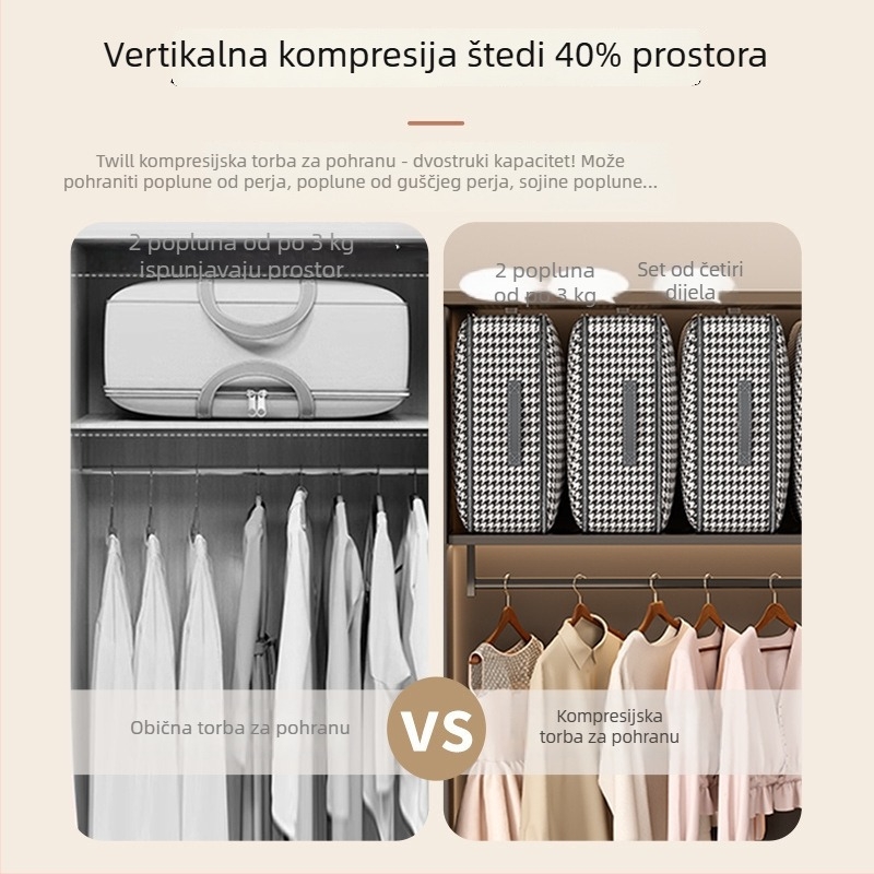Kompresivna torba od Oxford tkanine s uzorkom Houndstooth za pokrivače i odjeću, vodootporna skladišna i putna torba