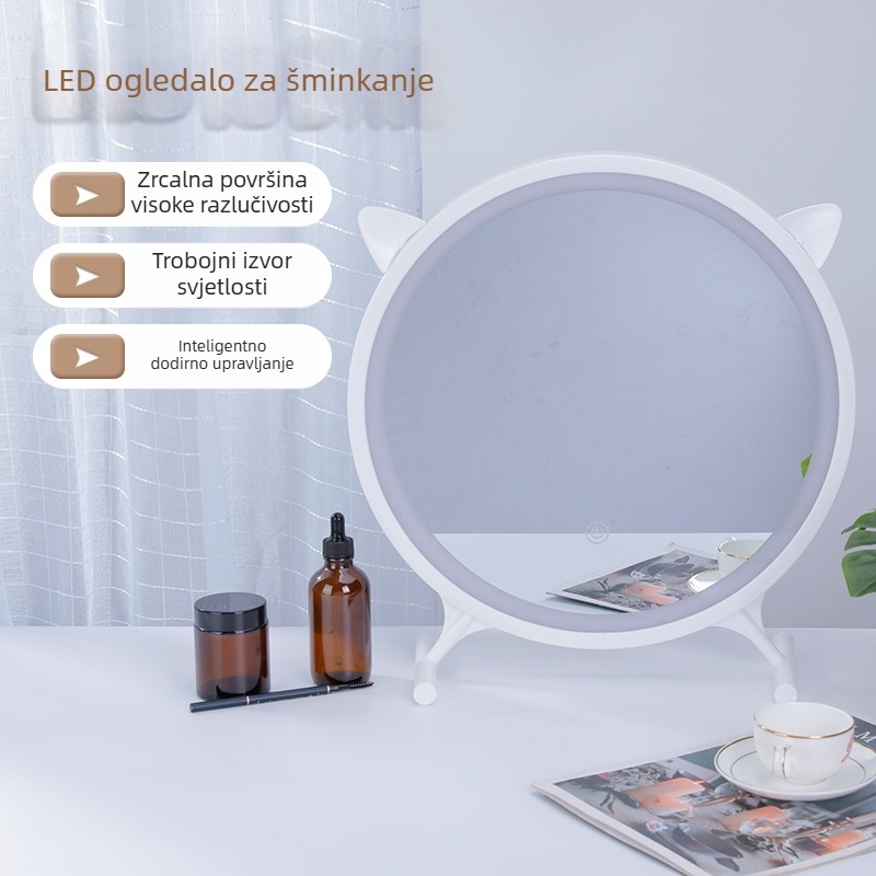 LED stolno ogledalo za šminkanje s podesivim osvjetljenjem, Instagram stil, za spavaću sobu