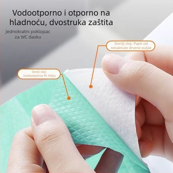 Jednokratna podmeta za WC, vodootporna, produžena i debela, pojedinačno zapakirana za hotele i putovanja