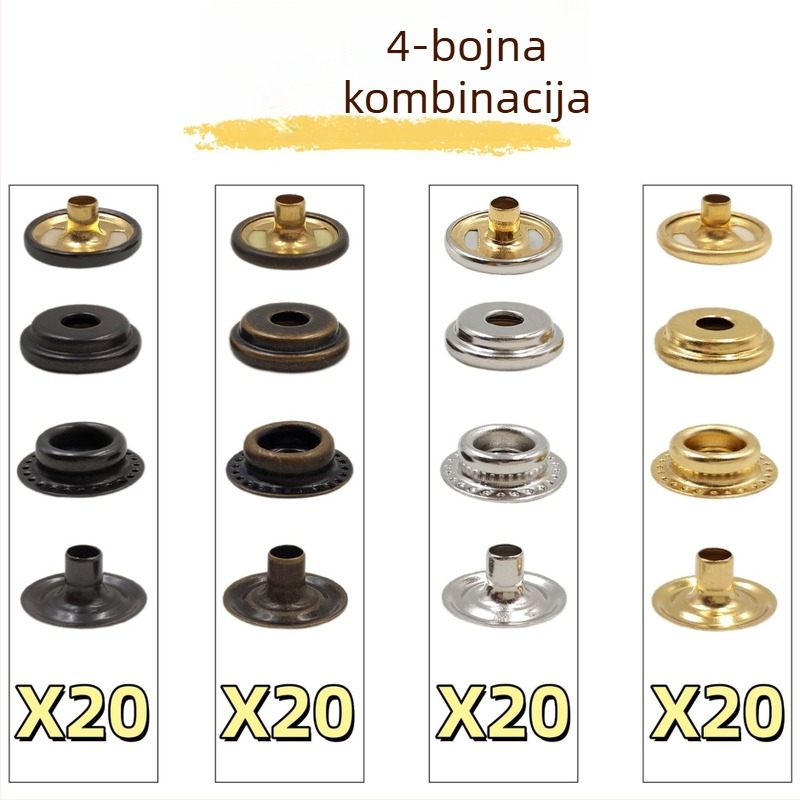 80-dijelni set metalnih kopči za ugradnju i alate, ručne kliješta za pritisk, velike bakrene bijele kopče
