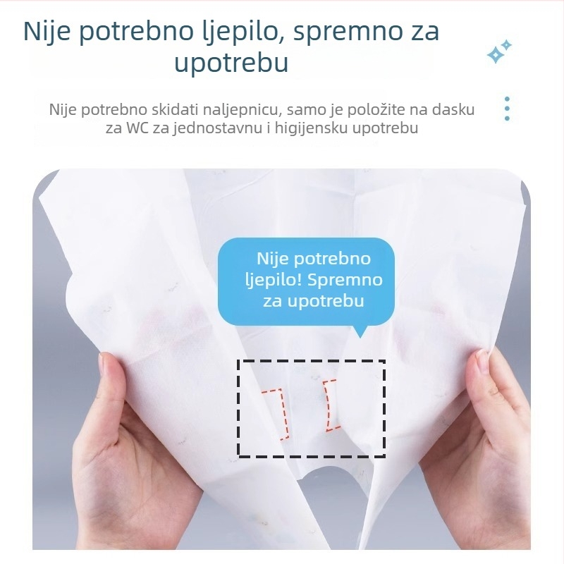 Jednokratna zaštitna podloga za sjedalo toaleta, vodootporna, 60×40 cm, individualno pakirana, 10 komada, za hotelsku upotrebu