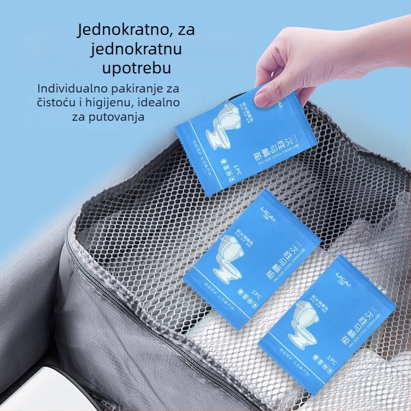 Jednokratna deblja zaštitna podloga za WC sjedalo, za trudnice i poslije poroda, vodootporna, otporna na prljavštinu, prenosiva, pojedinačno pakirana