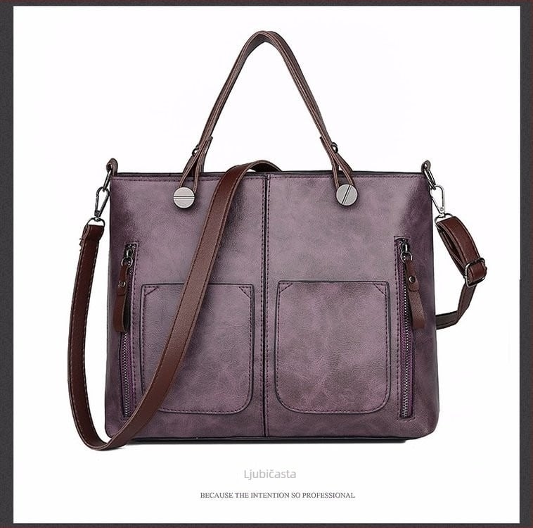 Ženska torba od PU kože s dvostrukim džepom, crossbody, retro stil, jesen-zima 2024