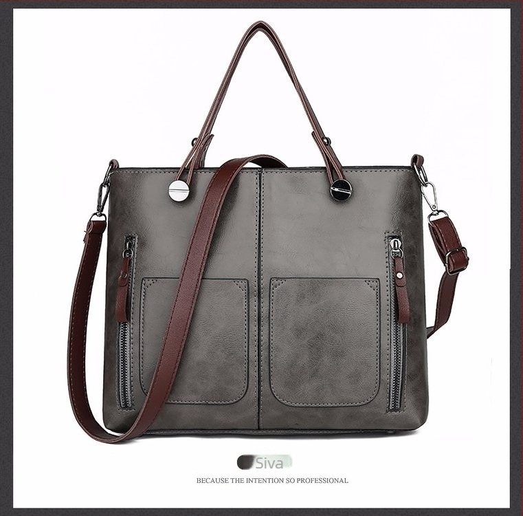 Ženska torba od PU kože s dvostrukim džepom, crossbody, retro stil, jesen-zima 2024