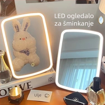 LED makeup ogledalo, stolno, s punjivim osvjetljenjem, za studentski dom i kućnu upotrebu