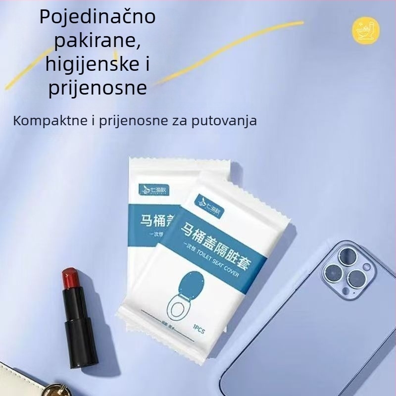 Jednokratna navlaka za sjedalo WC-a s potpuno prekrivenjem, vodootporna i debela, hotelske klase, prenosna za putovanja