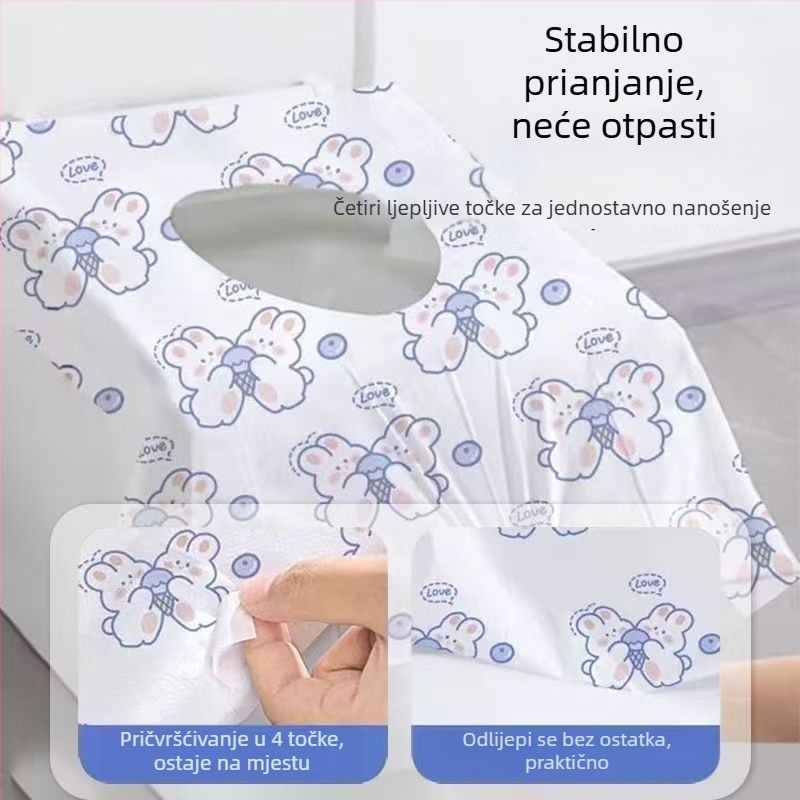 Jednokratna navlaka za sjedalo WC-a s potpuno prekrivenjem, vodootporna i debela, hotelske klase, prenosna za putovanja