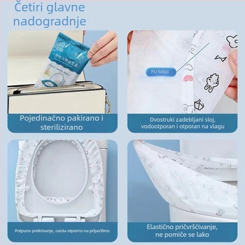 Jednokratna podloga za sjedalo WC-a, dvostruko debela, pojedinačno pakirana, prijenosna za putovanja, vodootporna i antibakterijska.