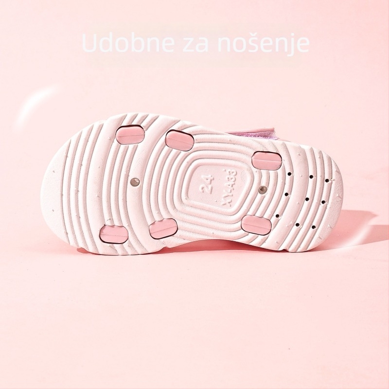 Dječje ljetne sandale princeza, mekana potplat, protuklizni PVC gornji dio, otvoren prst, crtani uzorak, za djevojčice 1–6 godina