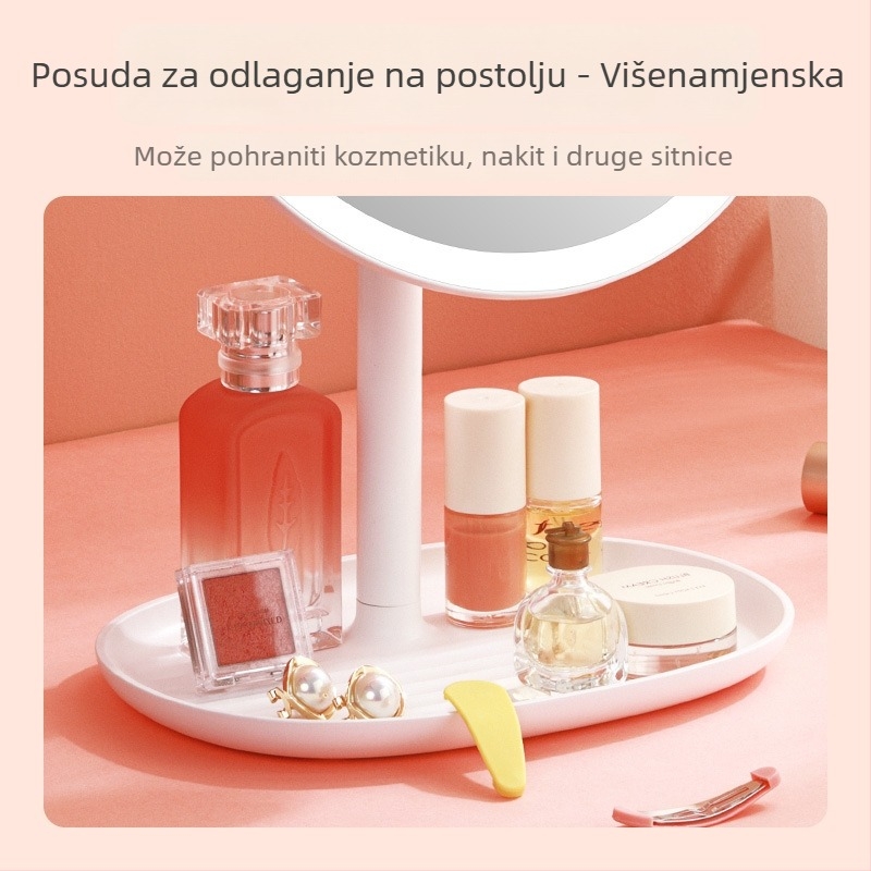 Jordan Judy LED makeup ogledalo sa stolnim osvjetljenjem i ladicom za šminku, prilagodljivo