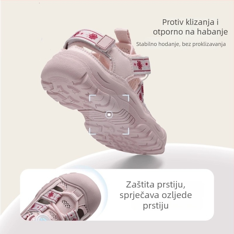 Dječje sportske sandale za djevojčice, ljeto 2026, mekana potplat, za otvorene aktivnosti i vodene poduhvate, s rotirajućom kopčom