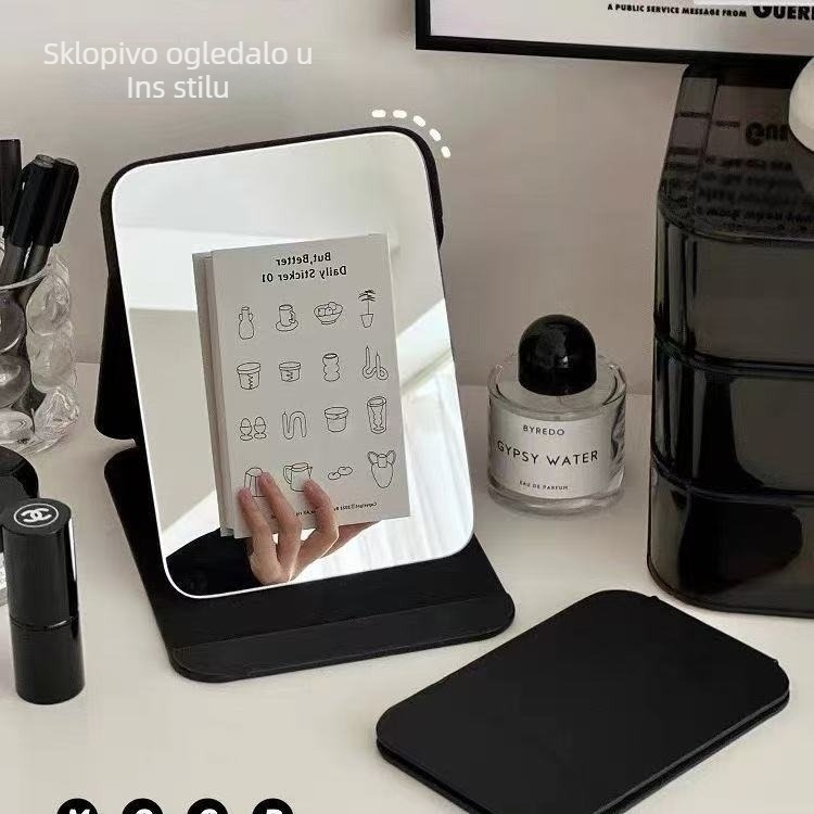 Sklopivo ogledalo za šminkanje s punim prikazom, stolno ogledalo za šminkanje, za studentski dom, prijenosno za putovanja