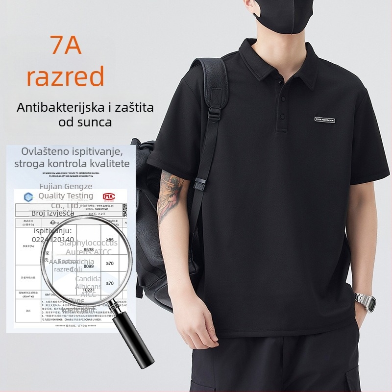 Ljetna pamučna polo majica kratkih rukava, opuštenog kroja, prugasti panel dizajn