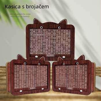 Drvena kutija za novac s brojačem, slatki dizajn ušiju, kućni dekor